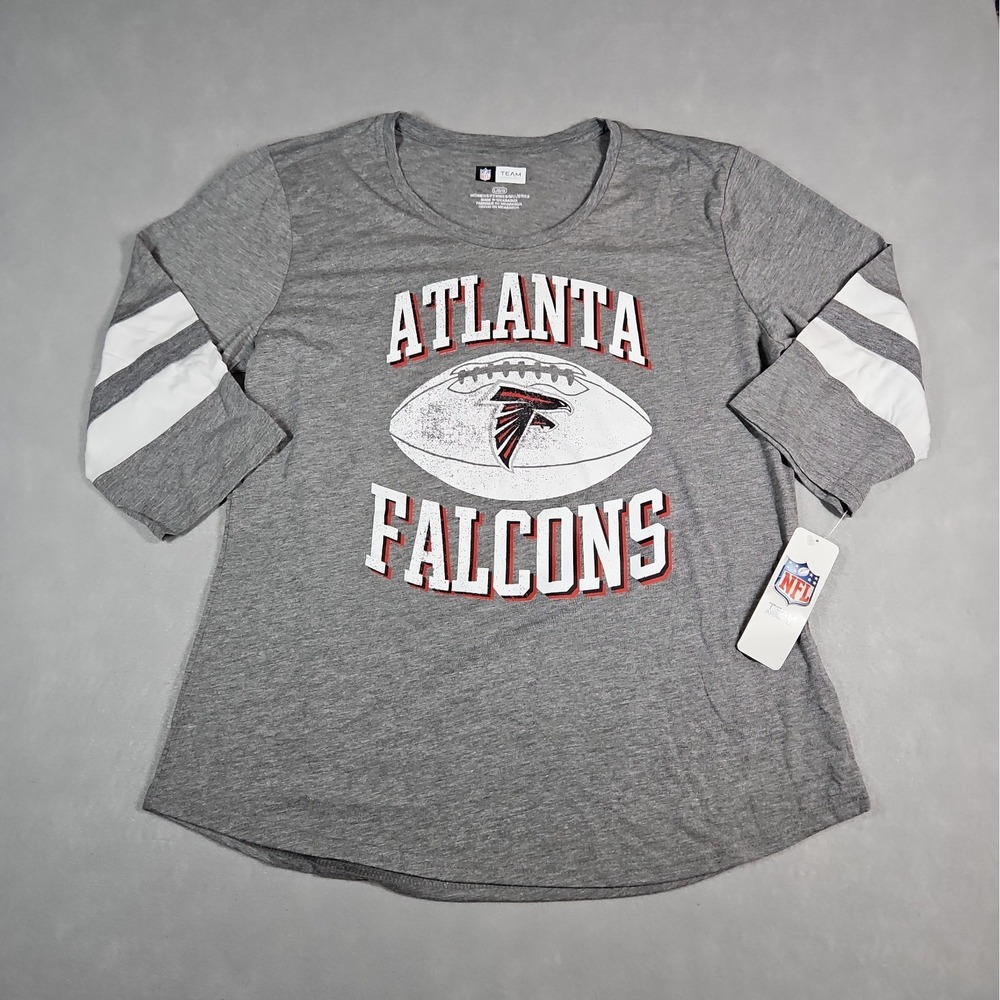 NFL Atlanta Falcons Womens Gray 3/4 Sleeve T Shirt Size Large NWT